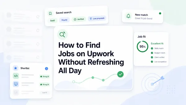 Learn how to find jobs on Upwork without constant refreshing by using saved searches, alerts, better filters, and a simple daily workflow.